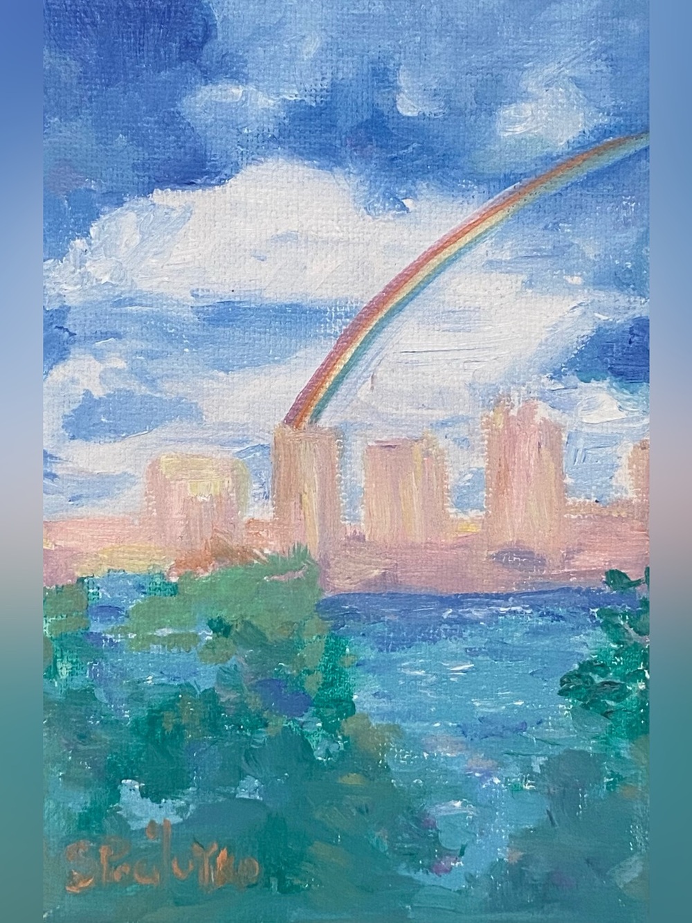 Rainbow 4x6” oil on canvas Original